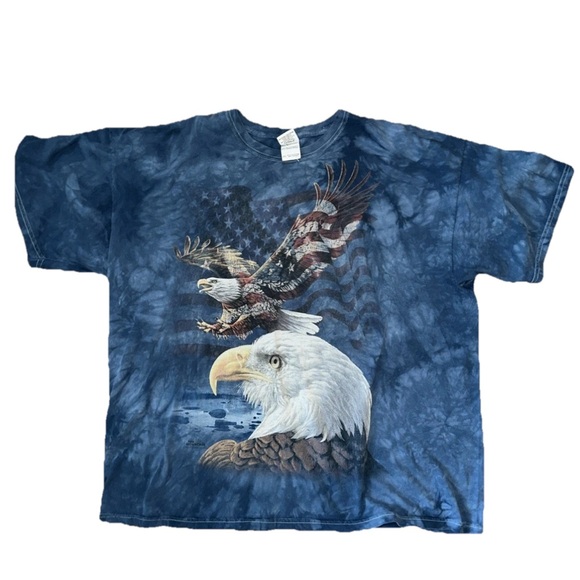 Vintage The Mountain Eagle Nature tie dye blue 2XL graphic tee - Picture 1 of 3